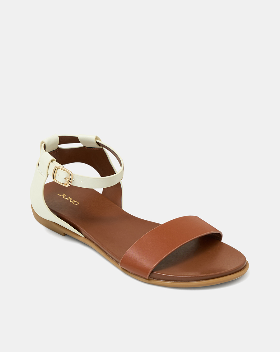Giày Sandal Nữ 1cm Thời Trang JUNO Đế Bệt Quai Cổ Chân Phối Quai Ngang SD01138