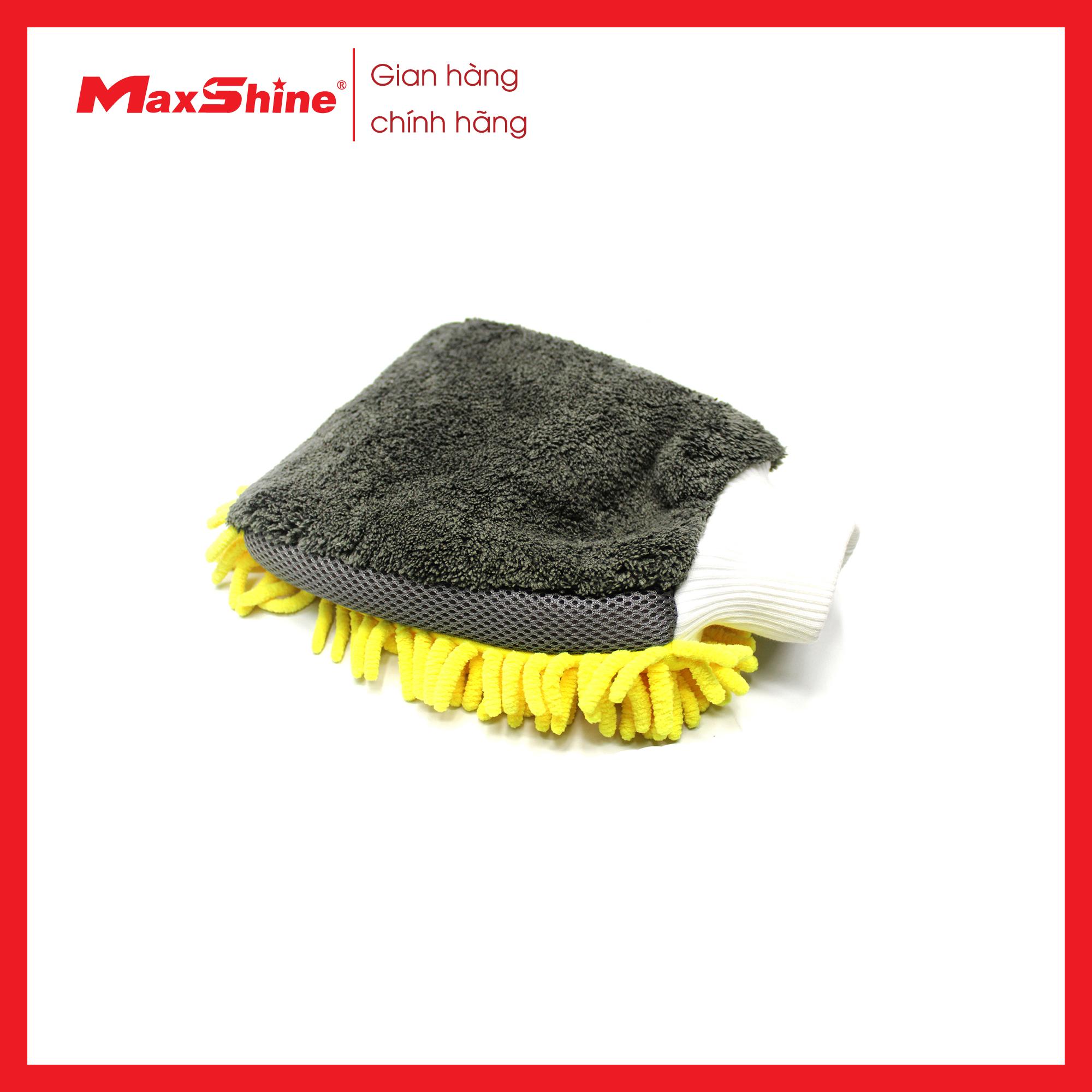 Bao tay rửa xe nhung sợi Microfiber màu vàng 1120003Y Maxshine rất mềm nên không gây trầy xước sơn xe, không xơ lông và không để lại vết xoáy trên thân xe