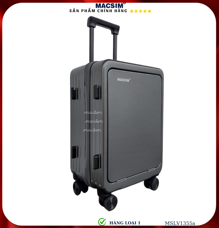 Vali cao cấp Macsim SMLV1355a cỡ 20 inch màu ghi- Hàng loại 1