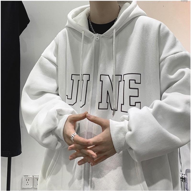 Áo Khoác Jacket Hoodie Zip Nỉ Thu Đông Nam Nữ JUNE Unisex Form Rộng