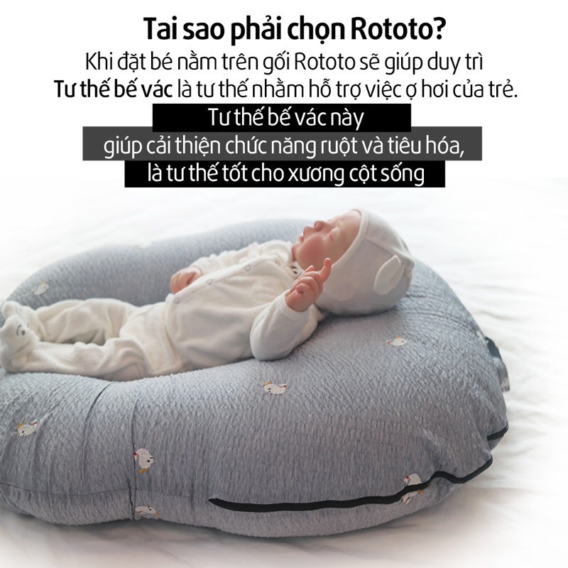 Bộ chăn gối chống trào ngược Rototo bebe nhập khẩu Hàn Quốc khắc phục tình trạng trào ngược dạ dày hiệu quả