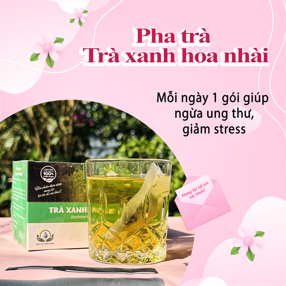 Trà Xanh Hoa Nhài Hộp 30 Gói Túi Lọc Siêu Thị Thiên Nhiên