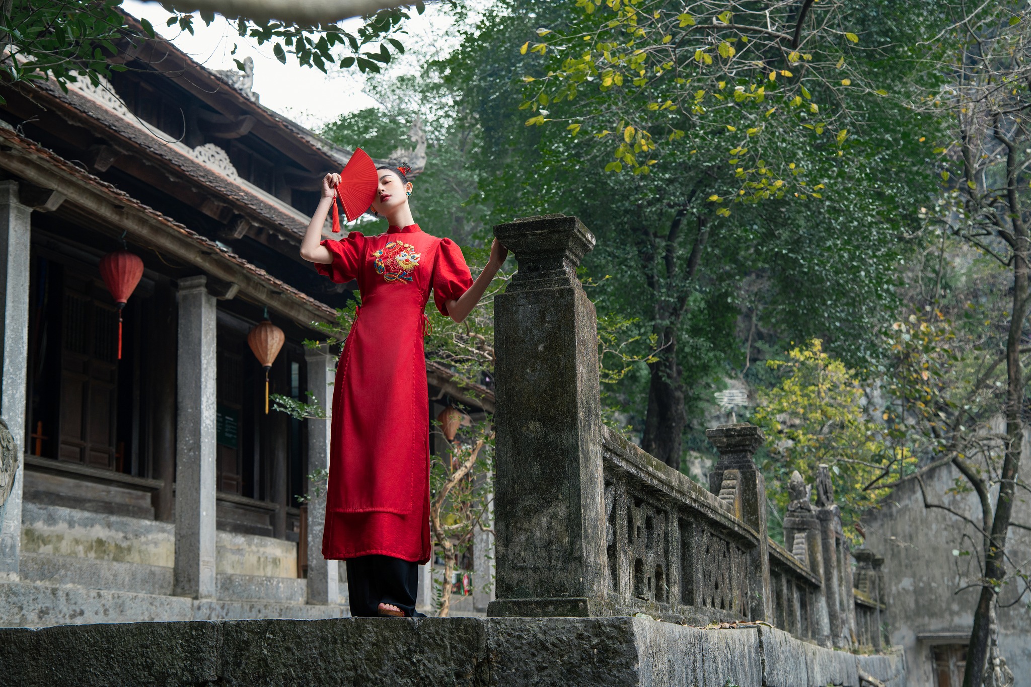 OLV - Áo dài AD Hải Đường (Không kèm quần)