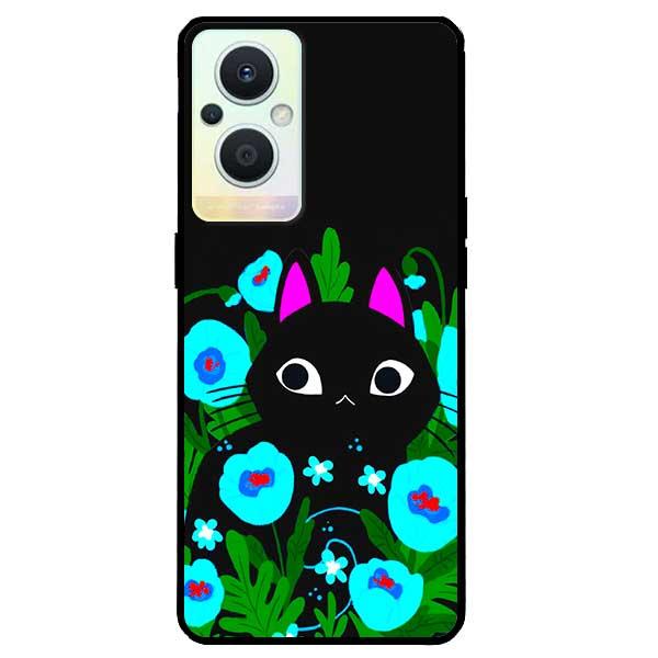 Ốp lưng dành cho Oppo Reno7 Z 5G / A96 5G / OnePlus Nord N20 5G - Mèo Đen Hoa Xanh