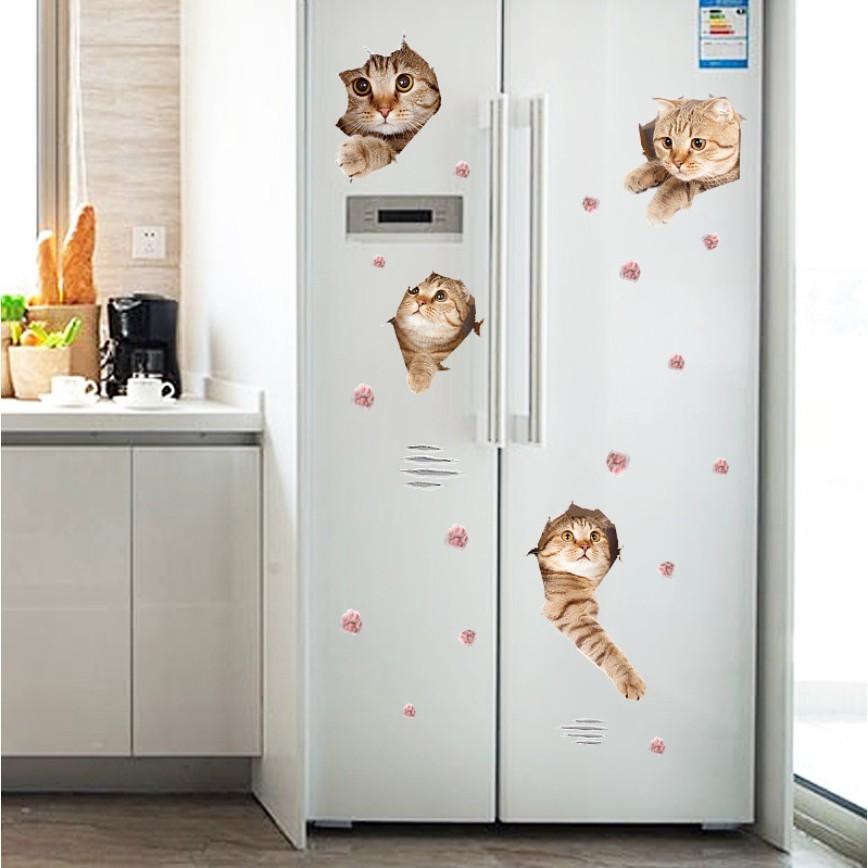 Decal dán tường trang trí - MÈO CON TINH NGHỊCH ĐÁNG YÊU