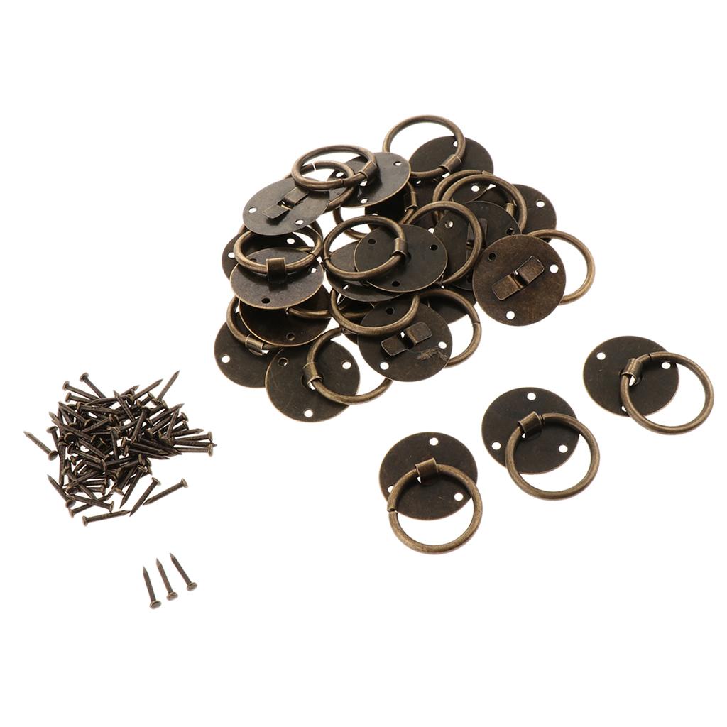 20Pcs Antique Pull Handle Knobs Cupboard Drawer Pull Brass Material