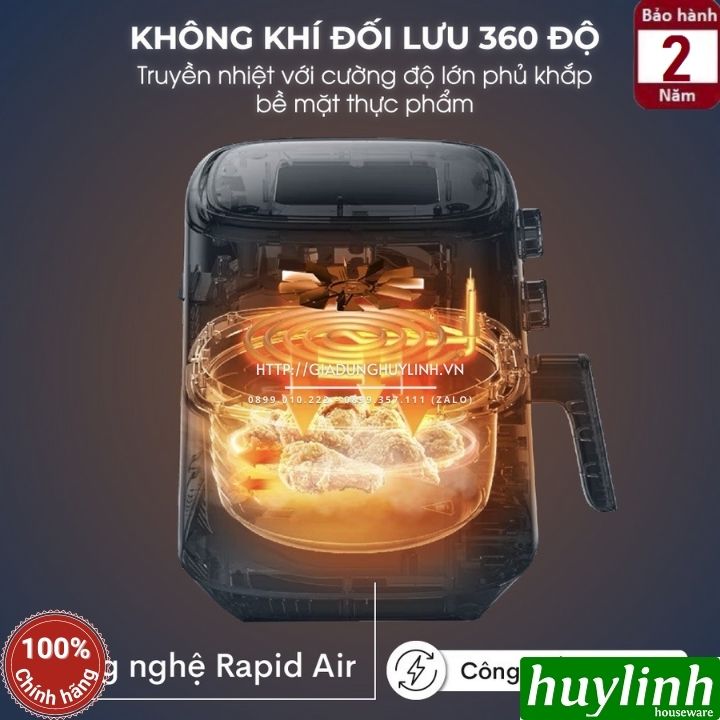 Nồi chiên không dầu Fujie AF7 - Dung tích 7.5 lít - Công suất 1700W - Núm vặn cơ - Hàng chính hãng