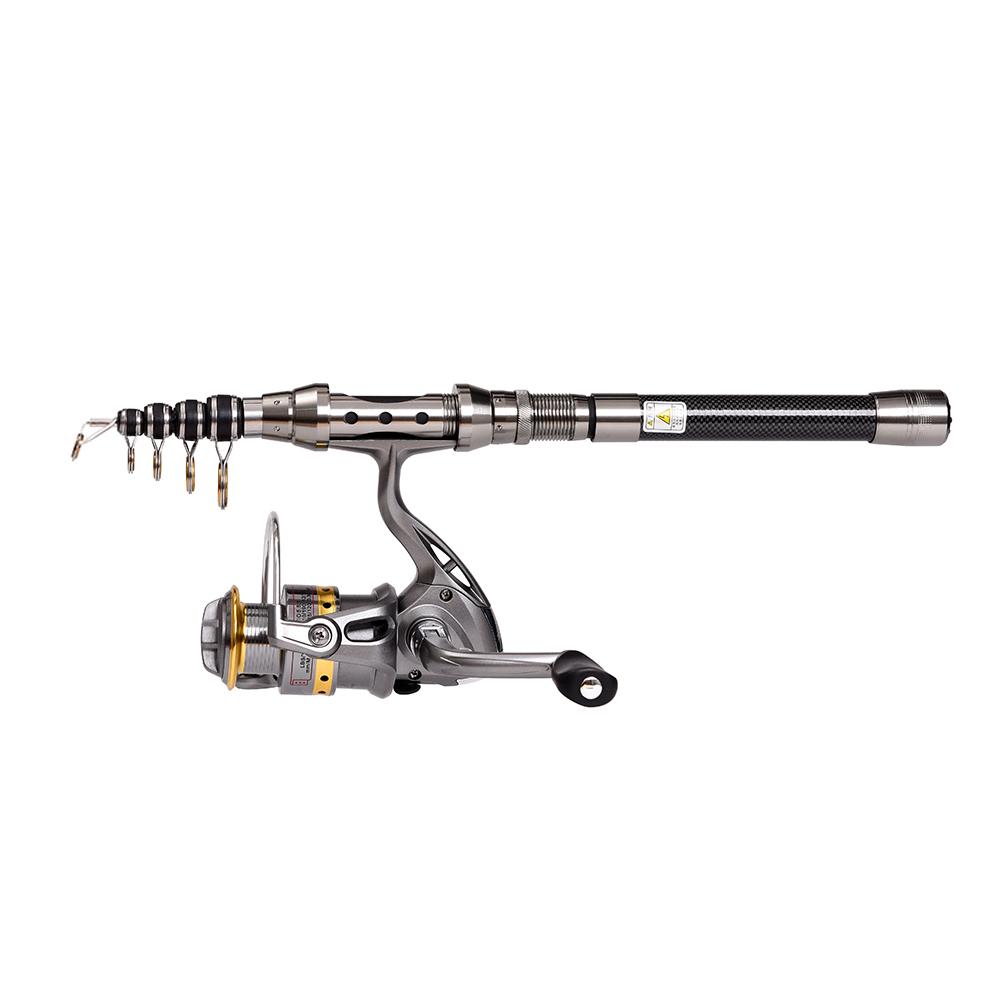 Telescopic Fishing Rod and Reel Combo Full Kit Spinning Fishing Reel Gear Organizer Pole Set with 100M Fishing Line Lures Hooks Jig Head and Fishing Carrier Bag Case Fishing Accessories