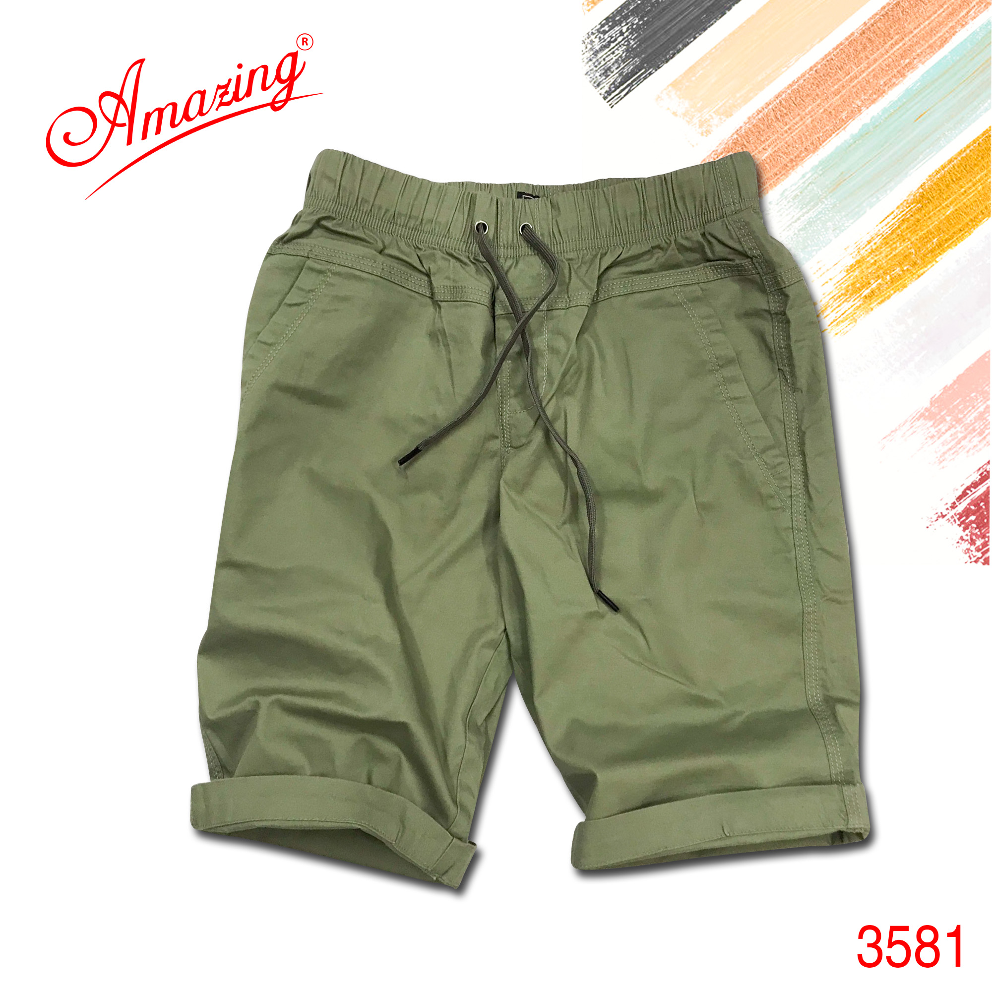 Quần short kaki nam Amazing, màu sắc trẻ trung, bigsize, vải co giãn, lưng thun có dây rút