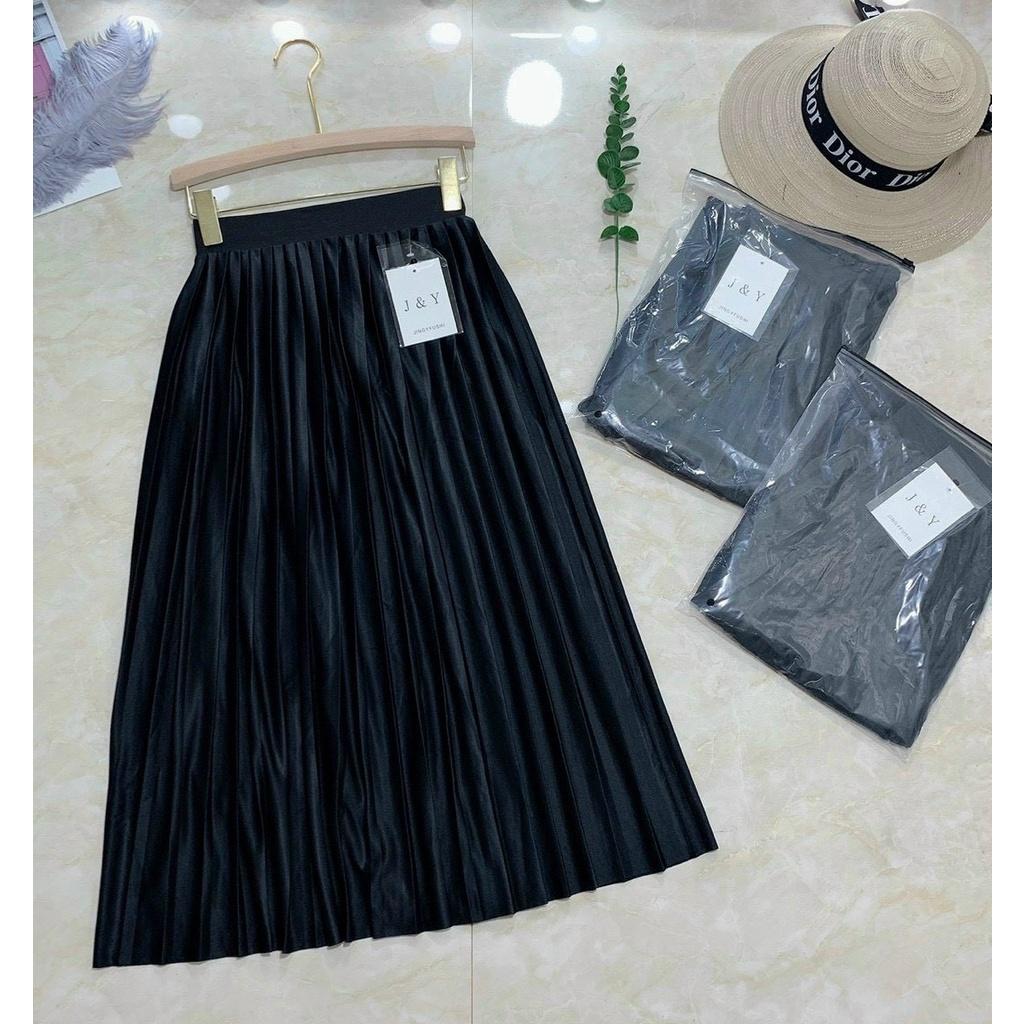 MS495 Chân váy midi dập ly dáng dài cạp chun basic