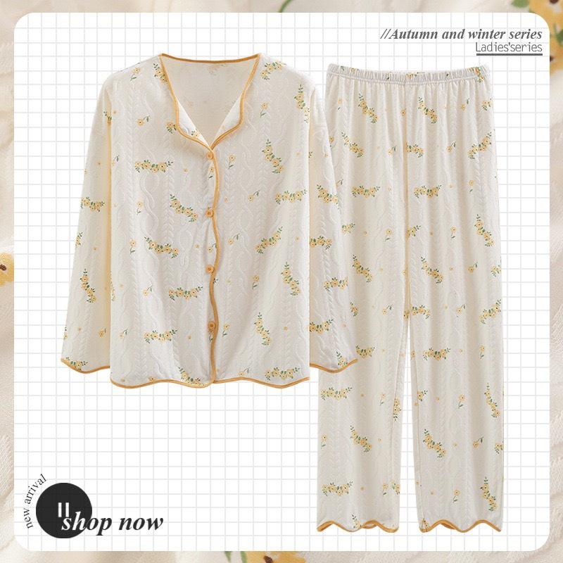 Bộ Mặc Nhà Pyjama, Bộ Ngủ Cổ Bẻ Hàng Qc Chất Liệu Cotton Nâng Cấp Co Giãn Mềm Mại