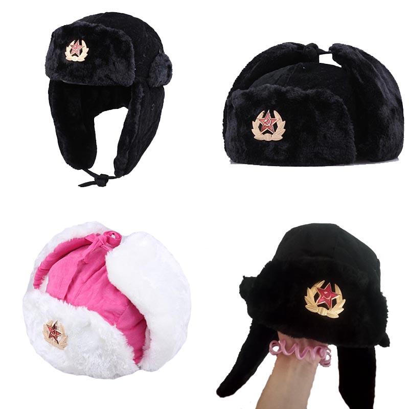 Nga Quân Đội Liên Xô Quân Huy Hiệu Ushanka Máy Bay Ném Bom Mũ Phi Công Người Đánh Bẫy Aviator Bộ Đội Mùa Đông Lông Thỏ Giả Earflap Tuyết Nón