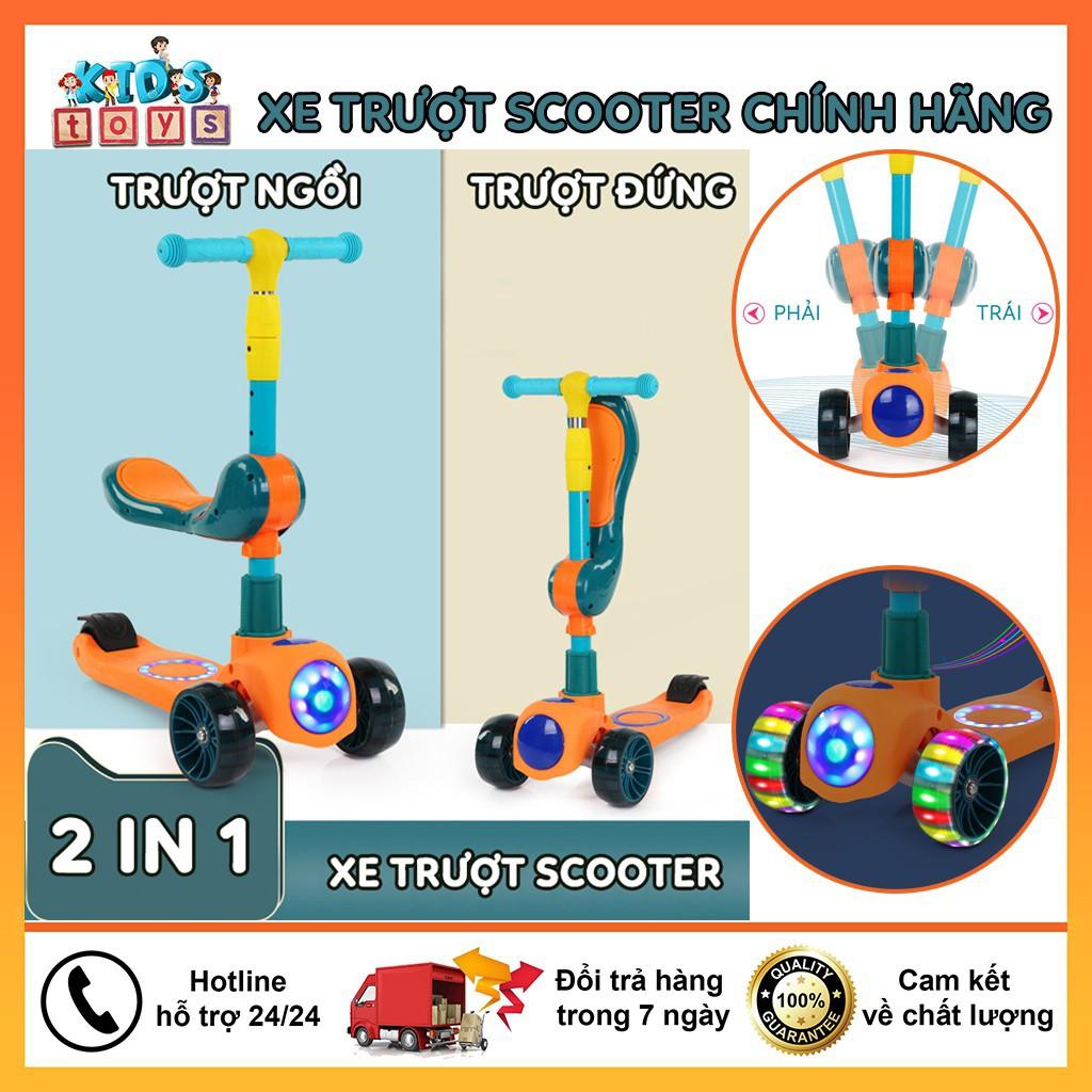 Xe trượt Scooter, có nhạc phát sáng 2 in 1, chịu lực &gt; 70kg, Cao cấp bền bì an toàn cho bé