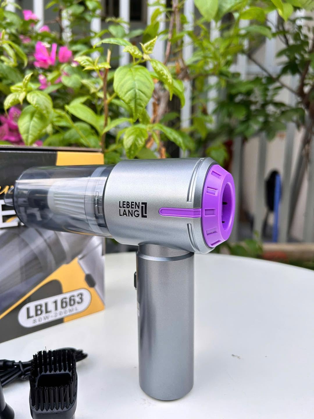 Máy hút bụi cầm tay mini không dây Lê Bên Làng LBL1663, tích hợp hút & thổi 2 trong 1, công suất 12000Pa, pin sạc 2000mAh cho 4h sử dụng - Hàng chính hãng