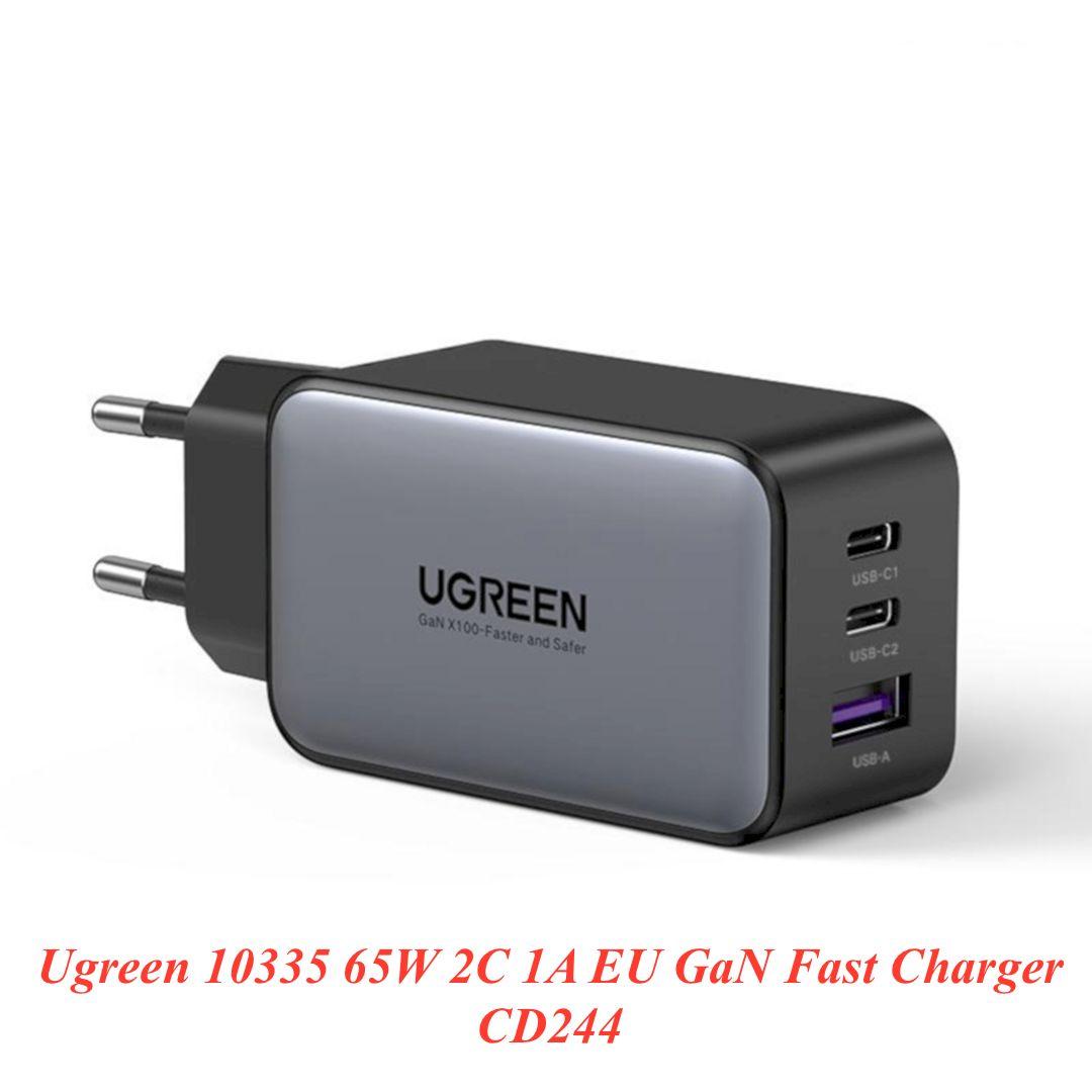 Hình ảnh Ugreen UG10335CD244TK 65W 2Port Màu Đen Bộ sạc nhanh PD3.0 GaN sạc siêu nhanh 2 cổng USB-C chân cắm EU - HÀNG CHÍNH HÃNG