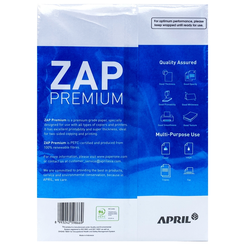 Giấy Photo ZAP Premium A4 70gsm (500 Tờ)