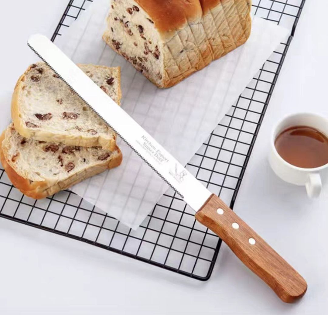 Dao Cắt Bánh Mì Bánh Ngọt Bánh Sinh Nhật ,Răng Cưa Tay Cầm Gỗ 38cm
