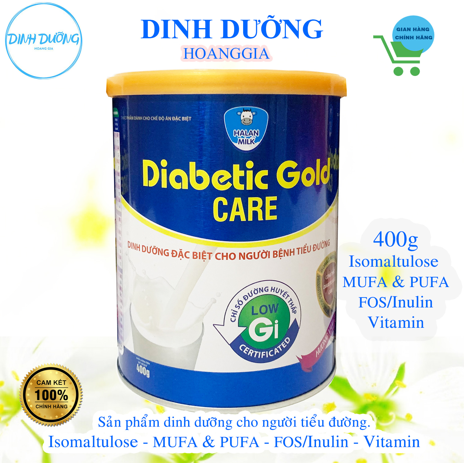 Sữa bột Diabetic Gold Care-400gr- Dinh dưỡng cho người tiểu đường