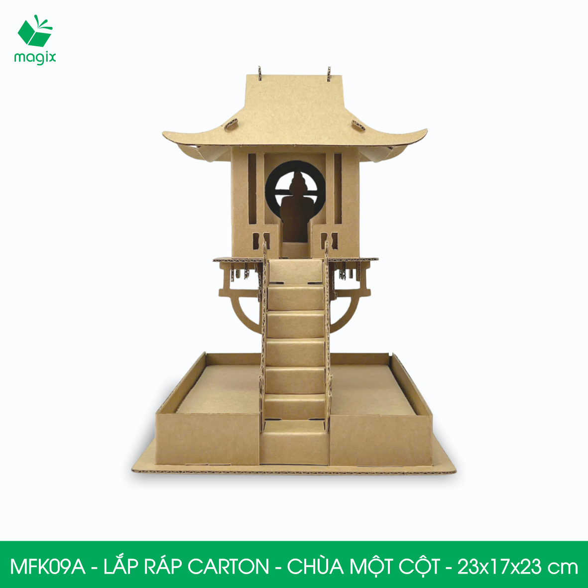 MFK09A - 23x17x23 cm - Mô hình Chùa Một Cột lắp ráp từ bìa carton cao cấp, mô hình địa danh Việt Nam