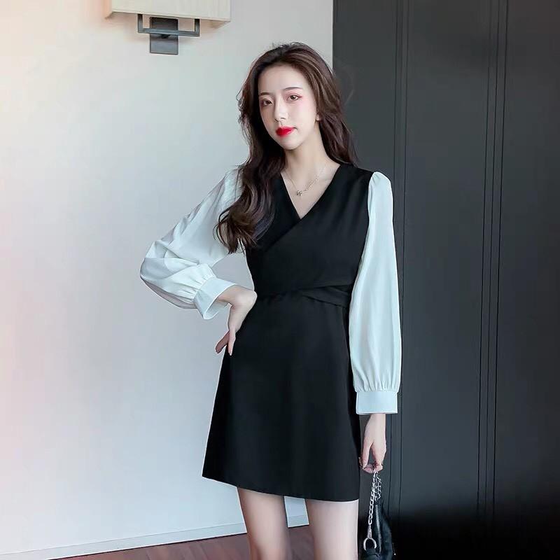 Đầm xòe tay dài cổ đắp chéo tay phối voan đi tiệc cưới, dạo phố cà phê xinh yêu, đẹp cao cấp - V700VDVDVDVD