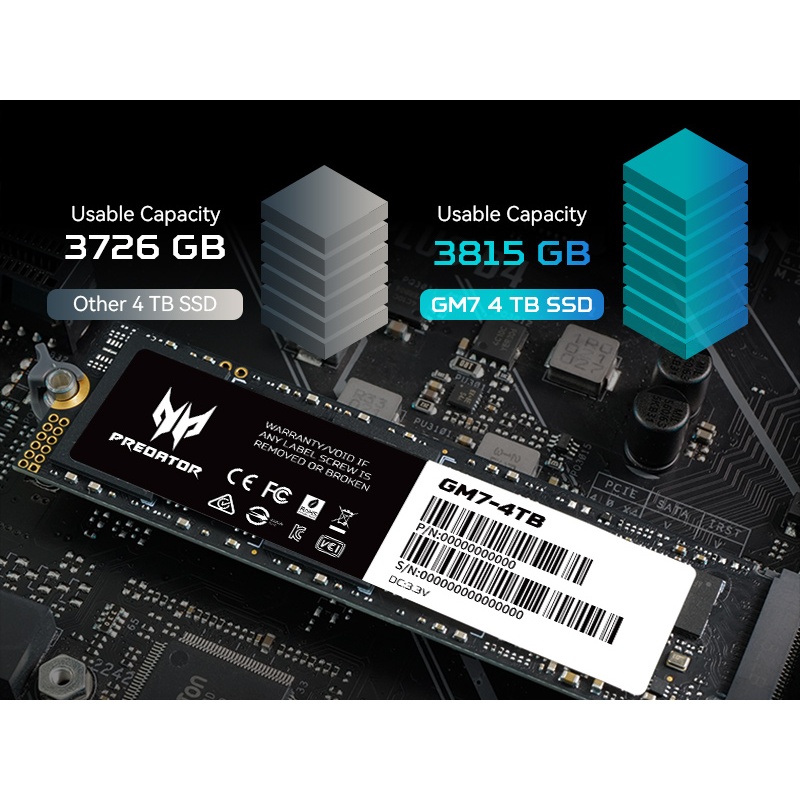 Hình ảnh Ổ cứng Acer SSD Predator GM7 PCIe Gen 4.0 x 4, NVMe 2.0 Tốc độ đọc 7400 MB/s -  HÀNG CHÍNH HÃNG Bảo hành 5 năm