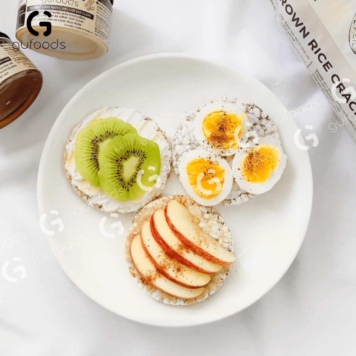 Bánh gạo lứt GUfoods vị Muối hồng -  Không chiên dầu, Không đường, Lành mạnh, Phù hợp Eat clean, Ăn vặt healthy, Thực dưỡng, Tập gym, Thuần chay