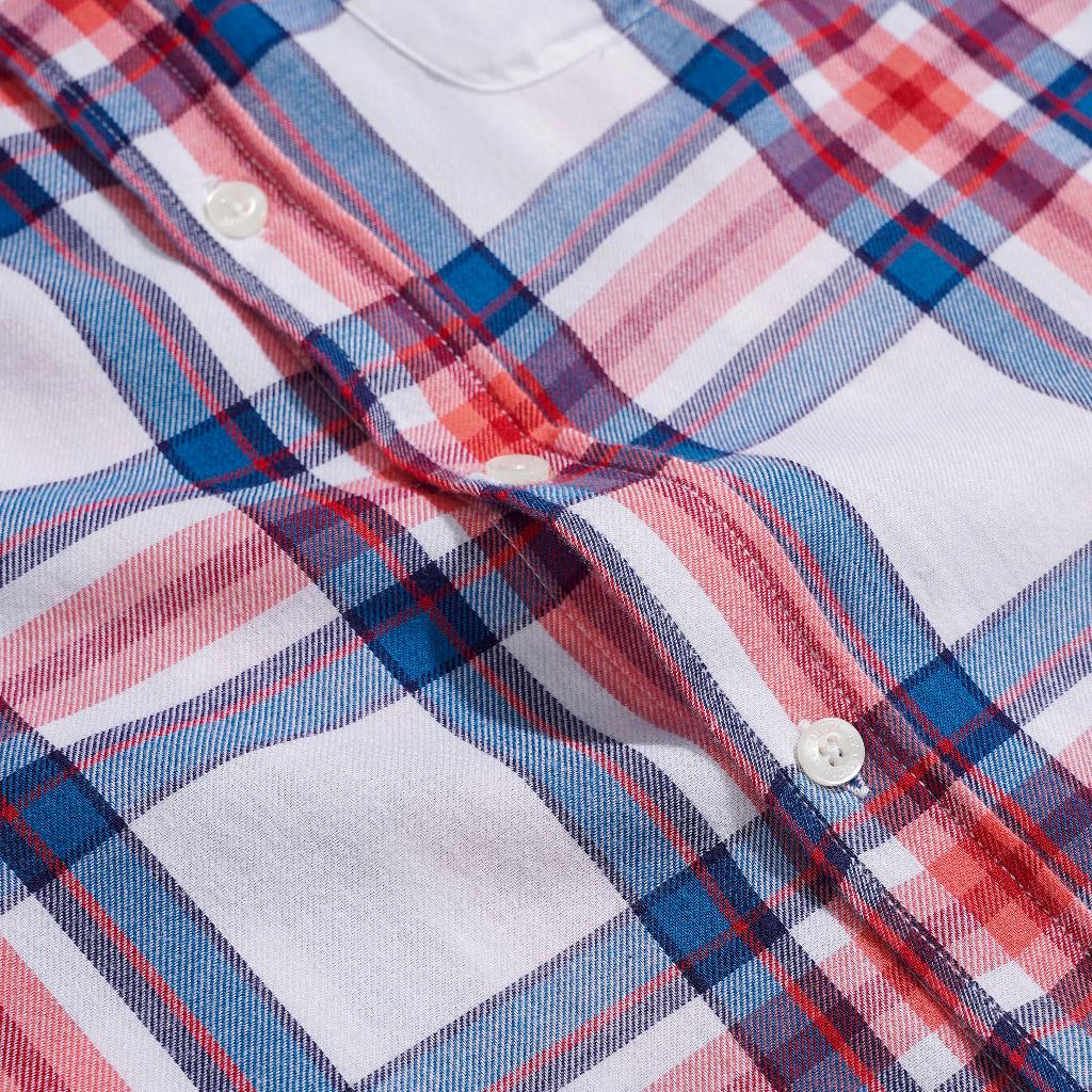 Áo Sơ Mi Nam Dài Tay Phối Sọc BY COTTON Red Blue Checked 1022