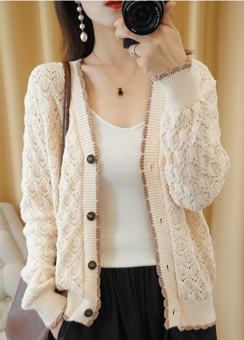 Áo khoác cardigan len phối ren ấm áp DV02