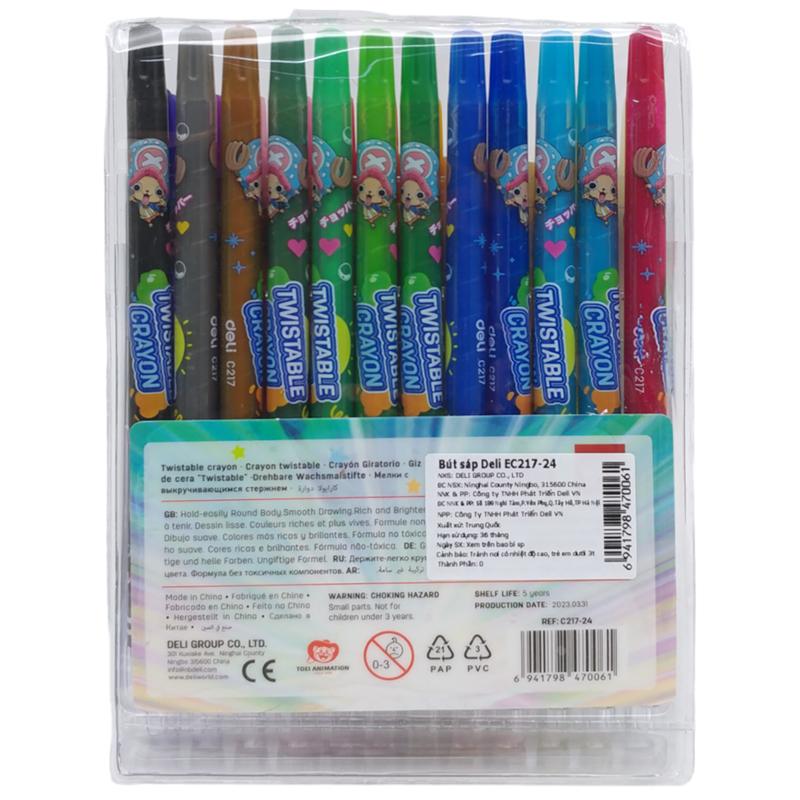 Vỉ 24 Bút Sáp Vặn Dài One Piece - Deli EC217-24