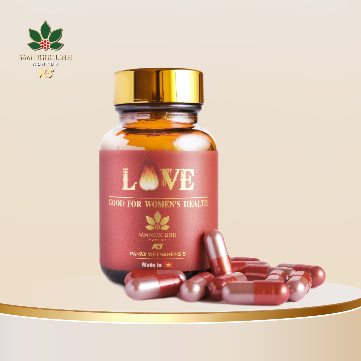 Viên Uống Sâm Ngọc Linh - Love Good For Women's Health Tăng Cường Sức Khoẻ , Đẹp Da Cho Nữ - Hộp 20 viên