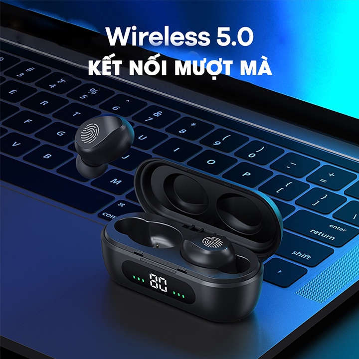 Tai Nghe Bluetooth True Wireless Remax TWS-41 tích hợp màn hình LED (Đen) - Hàng Chính Hãng