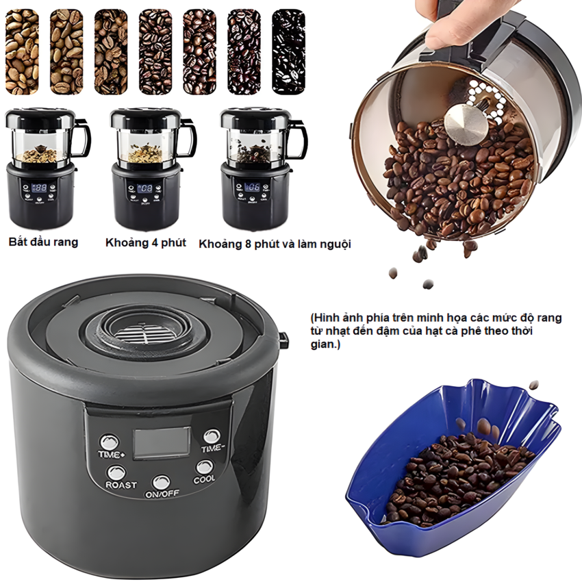 Máy rang hạt cà phê công nghệ gia nhiệt không khí chuyên nghiệp. Thương hiệu Mỹ cao cấp Cafemasy CCR-305. HÀNG CHÍNH HÃNG