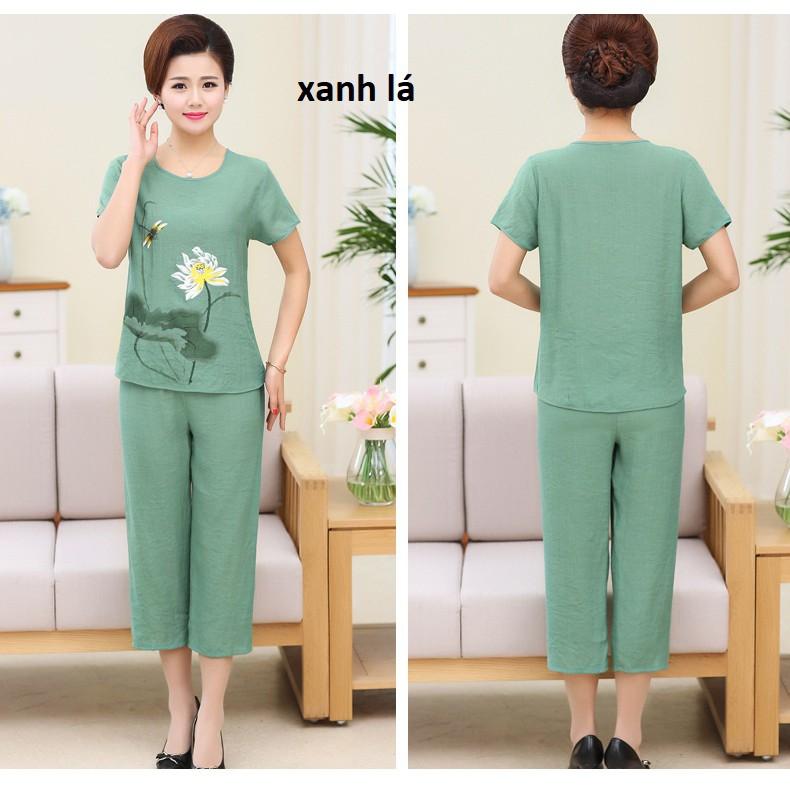 bộ quần áo mặc nhà cho mẹ cho bà, bộ quần áo mặc nhà trung niên (sen)