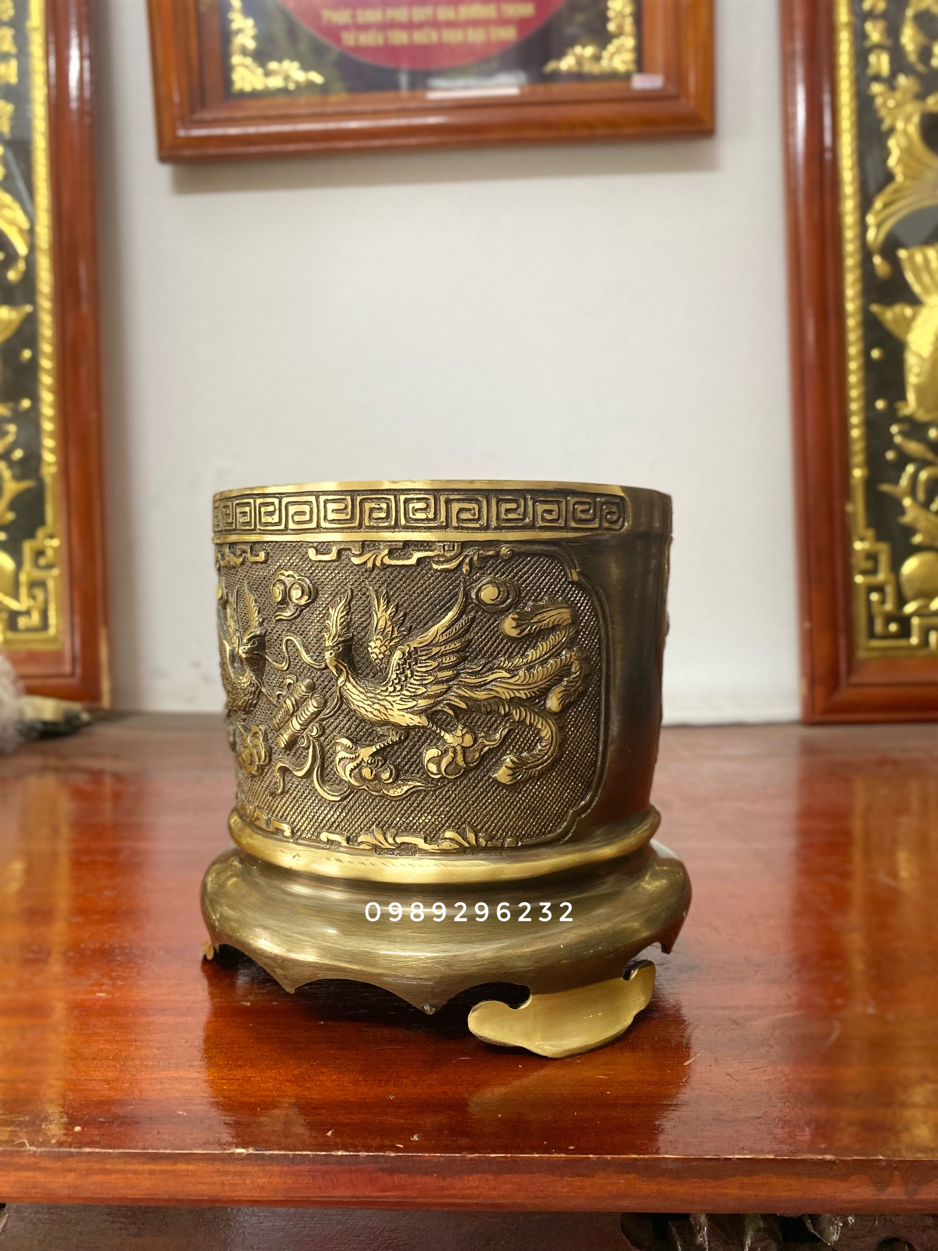 Lư hương , bát cắm nhang bằng đồng vàng hun 20
