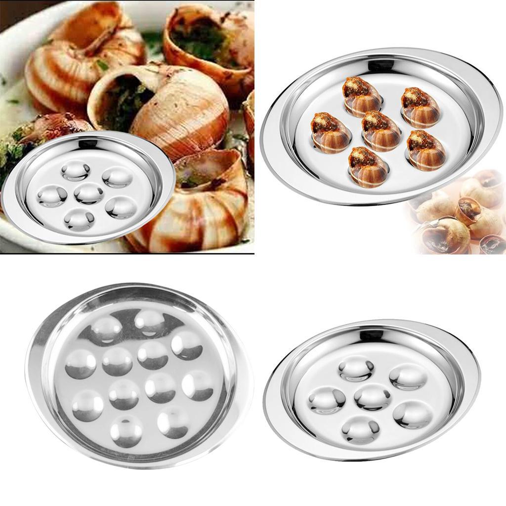 Set of 2, Stainless Steel French Escargot Baking Plate Mushroom Snail Dish