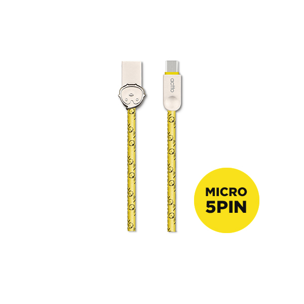 Cáp sạc, truyền dữ liệu micro kiểu dáng dễ thương bằng vải dù dài 1m - Stitch Micro 5Pin Charging &amp; Data Cable Actto USB-27 - Hàng chính hãng