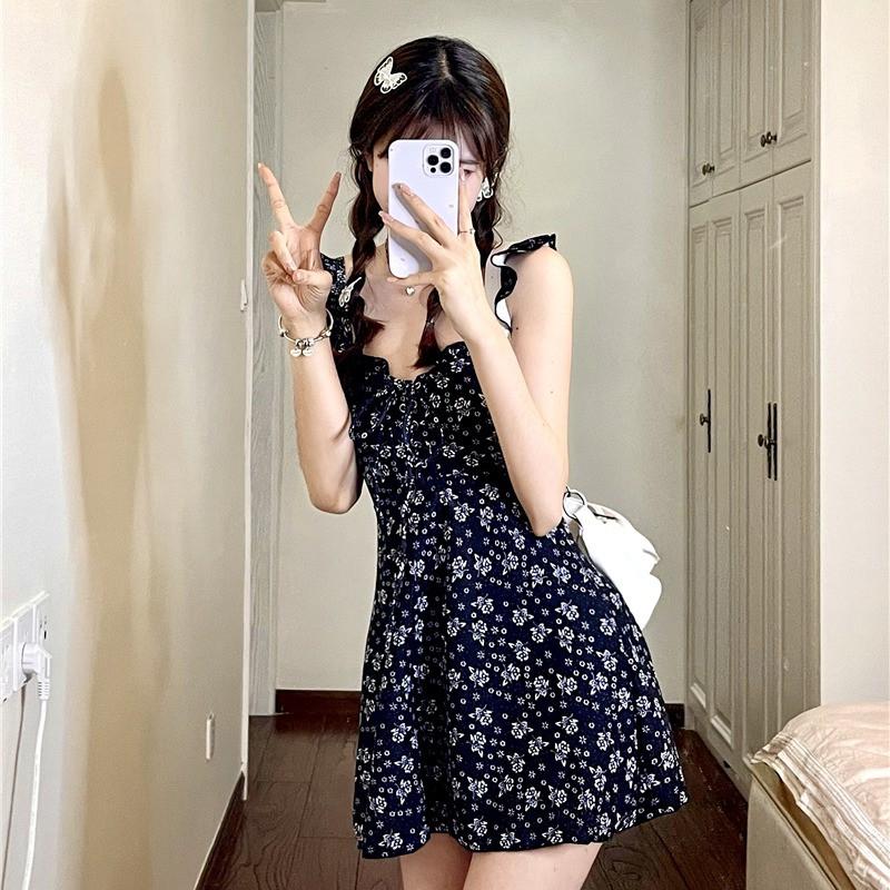 Đầm Ngắn Hai Dây Hoa Nhí Ulzzang Mùa Hè Xinh Xắn
