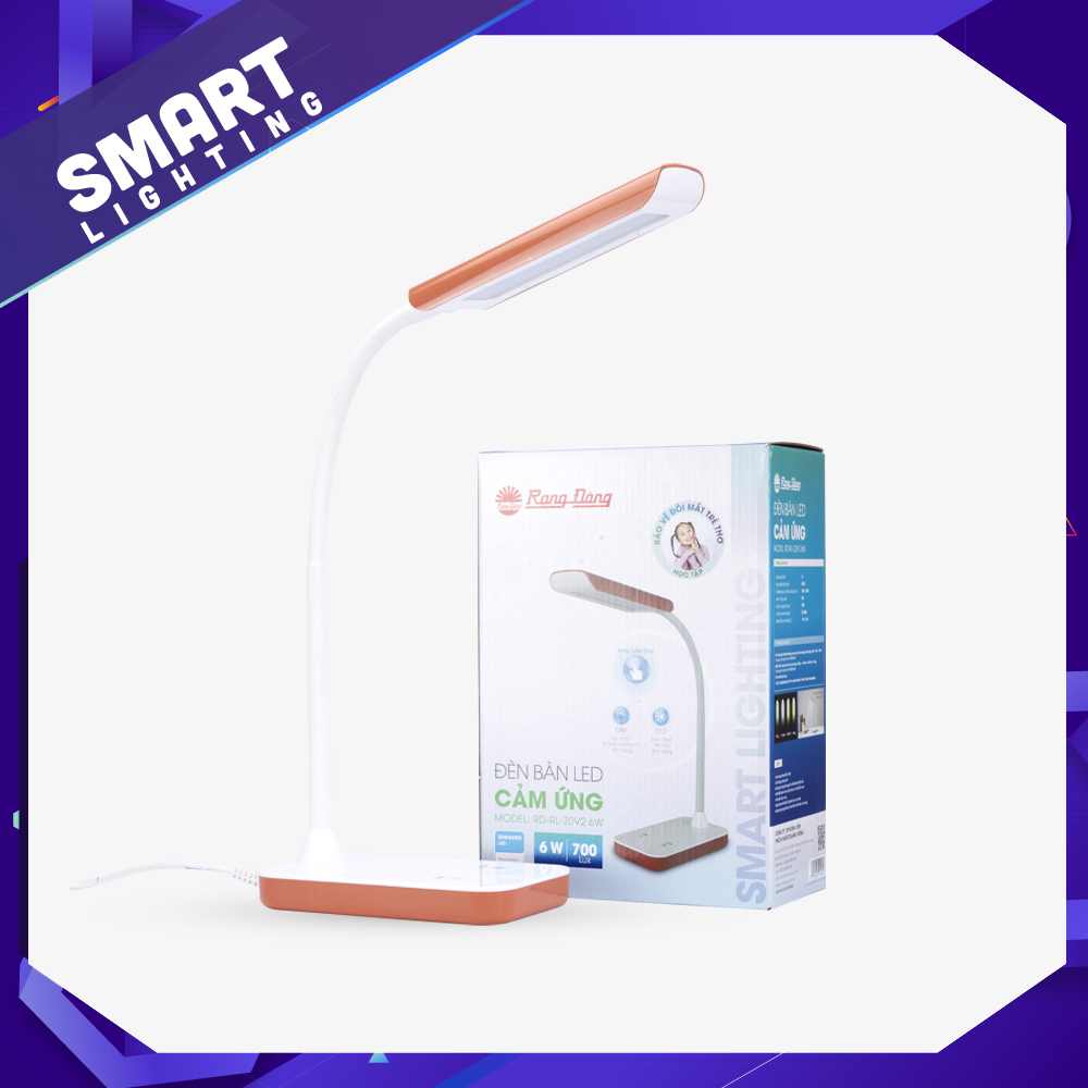 Đèn Bàn Học Chống Cận Rạng Đông Rl 20 Led 6W, Phím Cảm Ứng, Đổi 4 Màu Và 3 Mức Độ Sáng - Màu Xanh