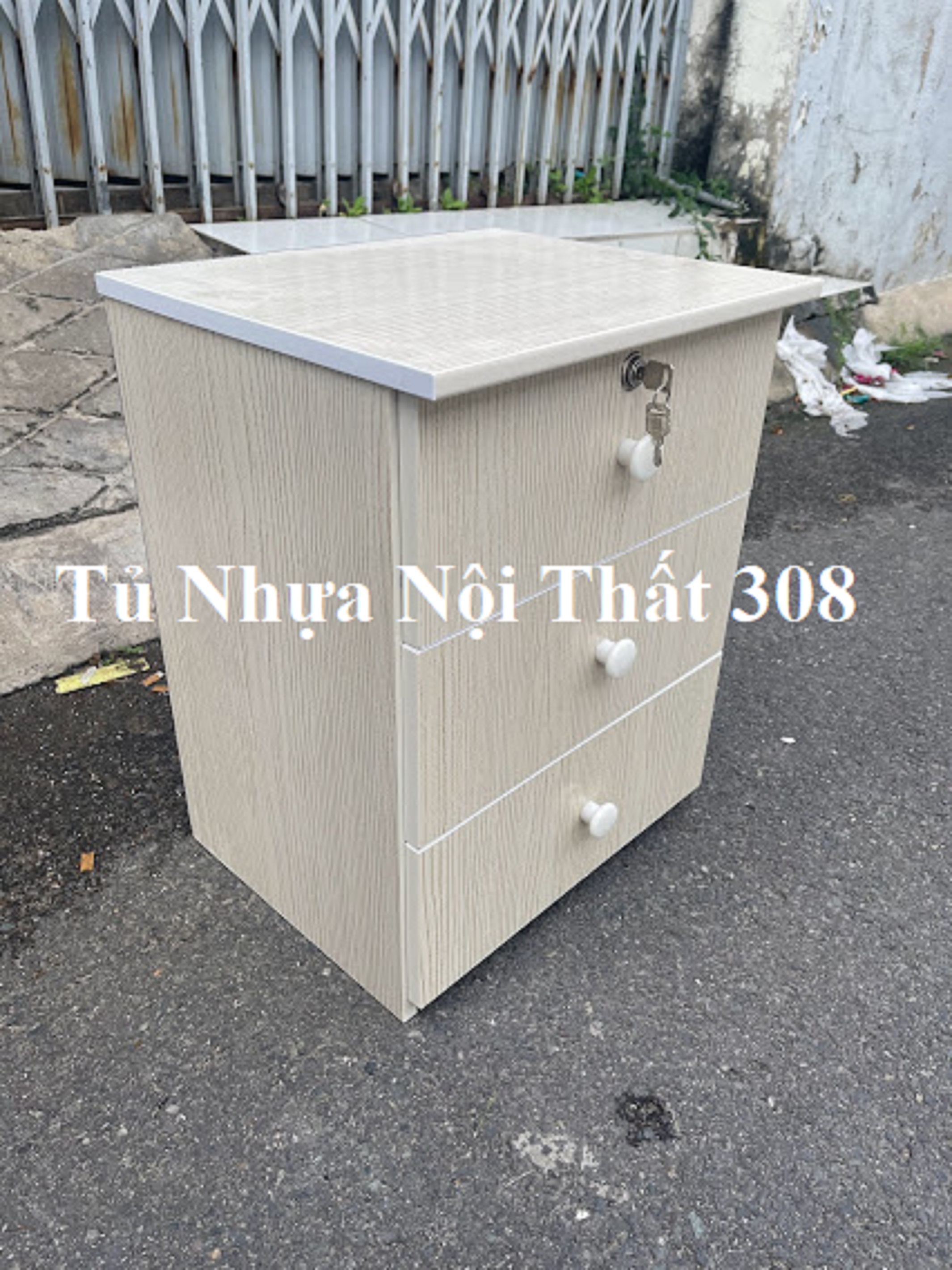 Tủ, Kệ Đầu Giường Nhựa Đài Loan Cao 53cm Ngang 42cm Sâu 32,5cm Màu Gỗ Sồi K169