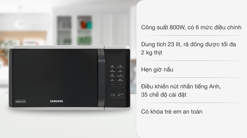 Lò vi sóng tráng men Samsung Dòng vi sóng 23L (MS23K3513AS)- Hàng chính hãng