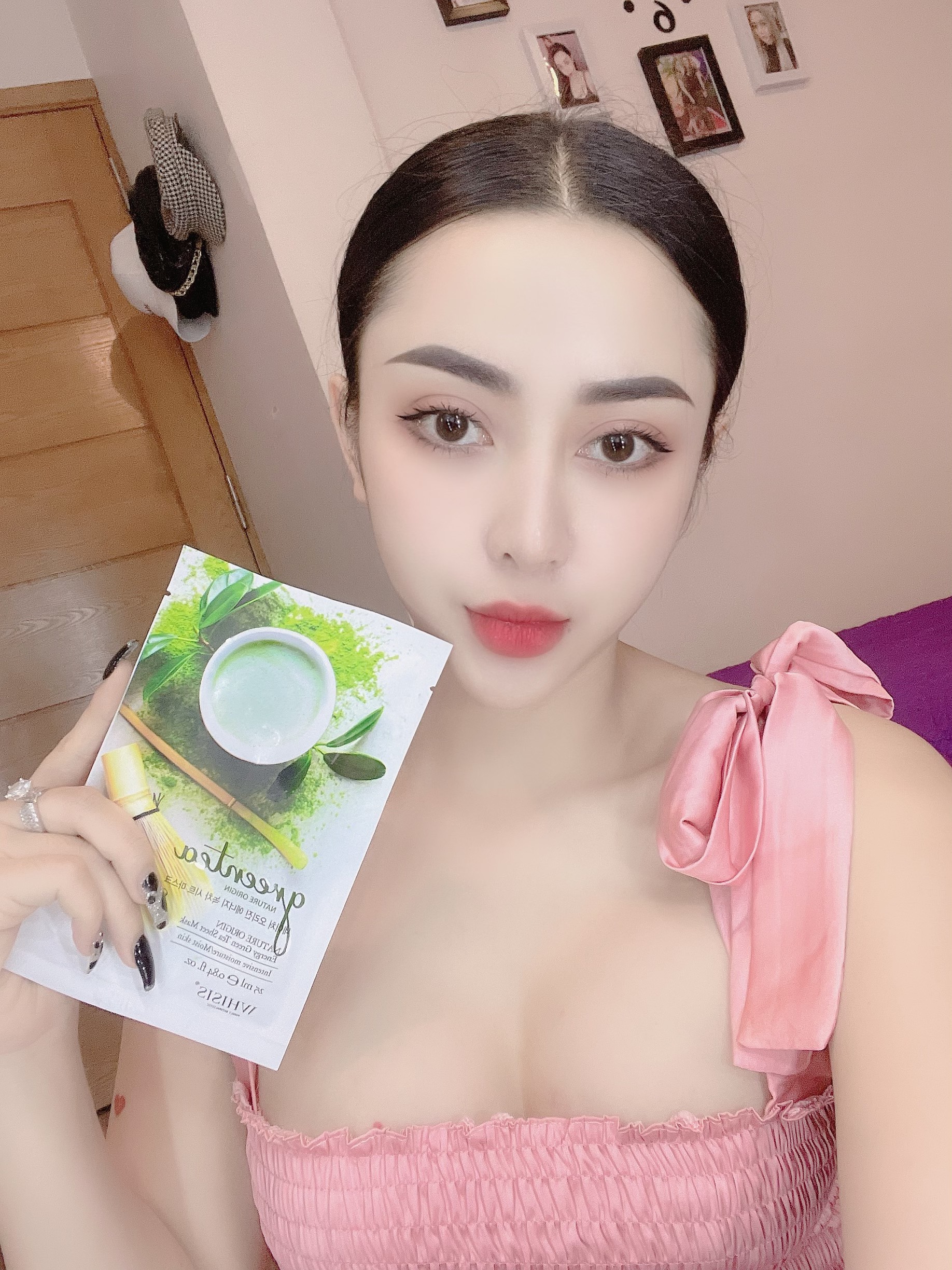 Mặt nạ trà xanh Whisis Nature Origin Energy Green tea Sheet Maskngừa mụn, giảm kích ứng da