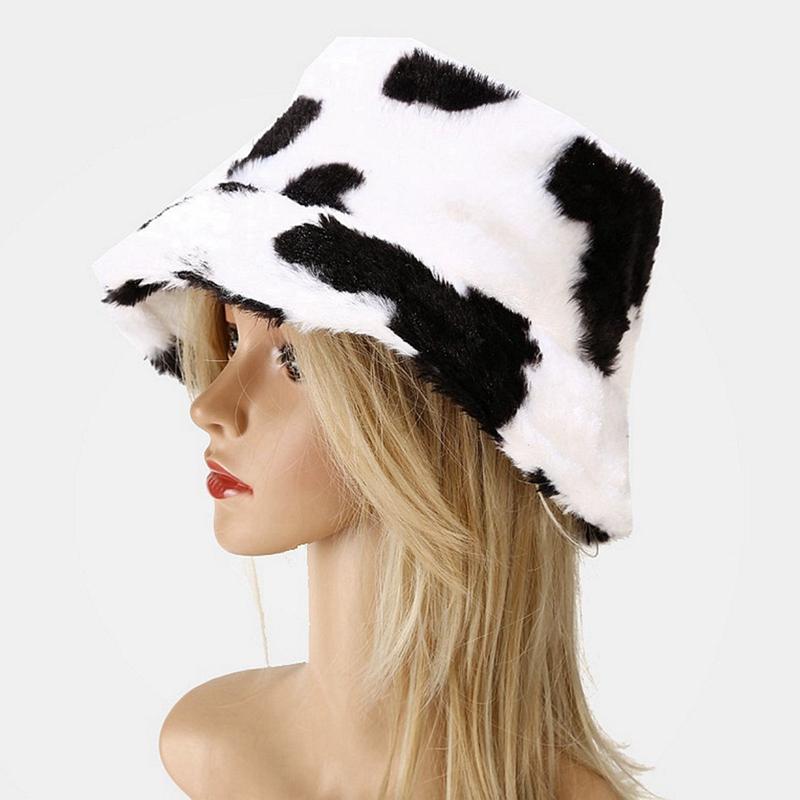 Mùa Đông Mới Bò In Sang Trọng Xô Mũ Nam Nữ Du Lịch Ngoài Trời Mũ Ấm Áp Mềm Mại Nhung Cá Mũ Nữ Thời Trang Panama hiện Nay