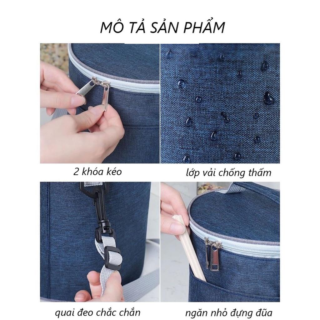 túi đựng hộp cơm giữ nhiệt có quai đeo được tráng bạc diệt khuẩn - 24x19cm - chính hãng dododios