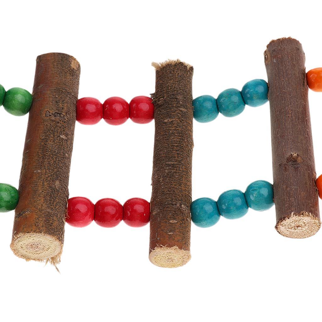 Colorful Hanging Climb Toy Parrot Hamster Wooden Ladder Swing Bridge