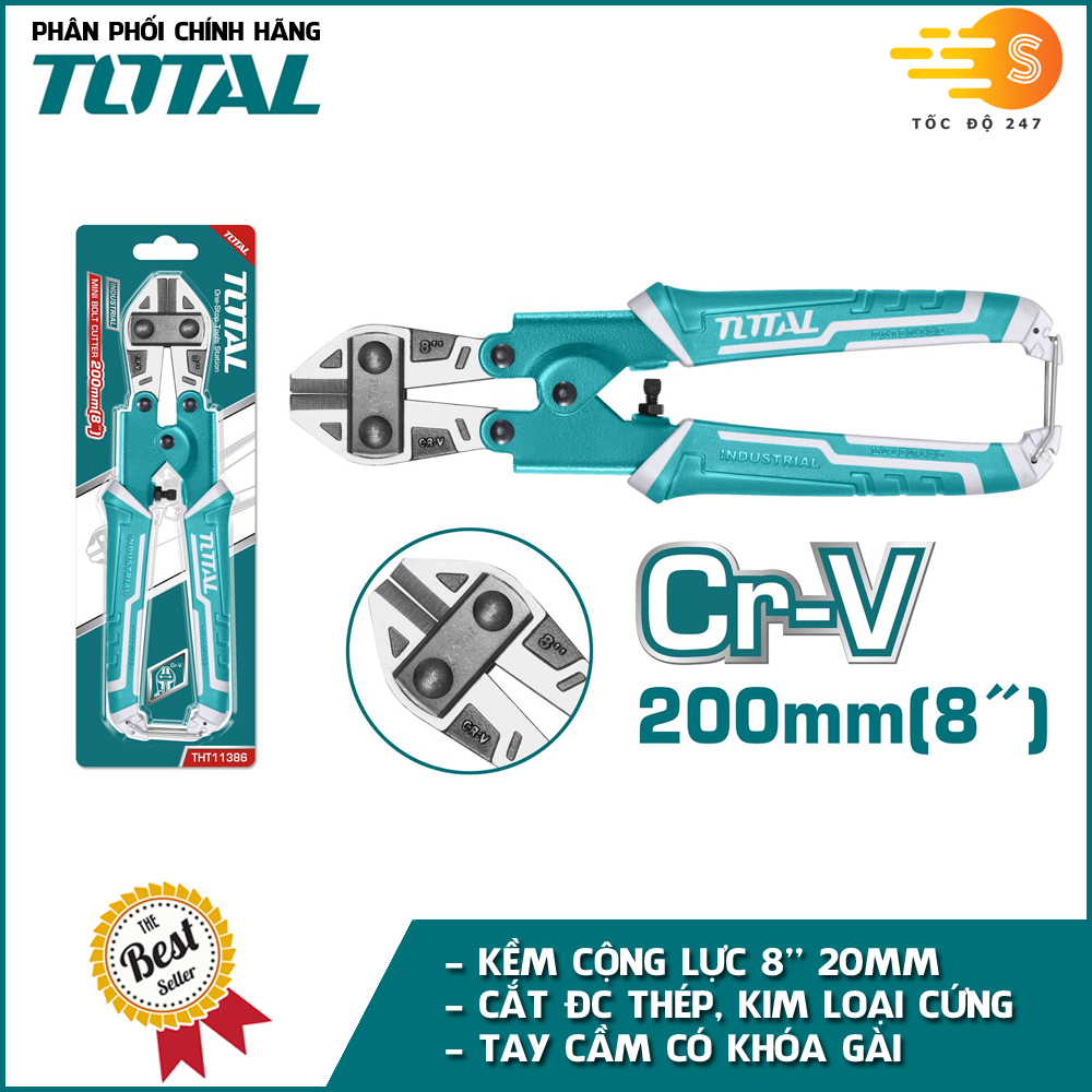 Kềm cộng lực đa năng 8" 20mm TOTAL THT11386 - kìm trợ lực, cắt kim loại, có khóa ở tay cầm