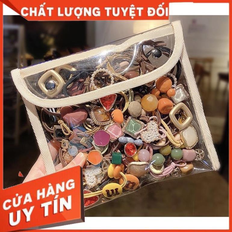 Dây buộc tóc set 20 chun buộc tóc túi nhựa trong mix nhiều hình dễ thương