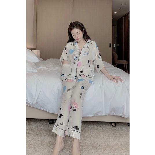 Đồ bộ Bò Sữa Pijama Lụa Maingo cực sang chảnh, vải mềm mịn, không nhăn