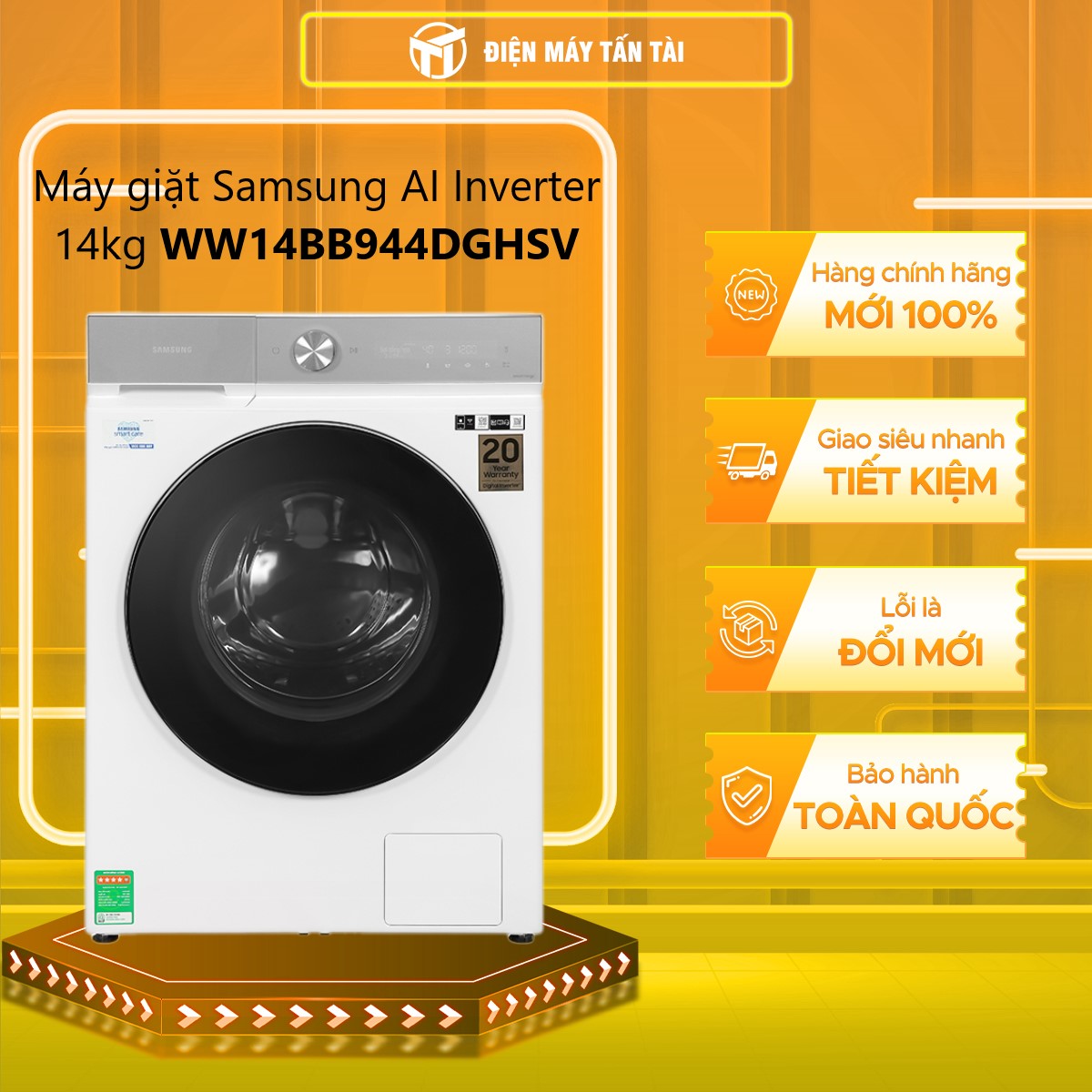 Máy giặt Samsung Inverter 14 kg WW14BB944DGHSV - Hàng chính hãng