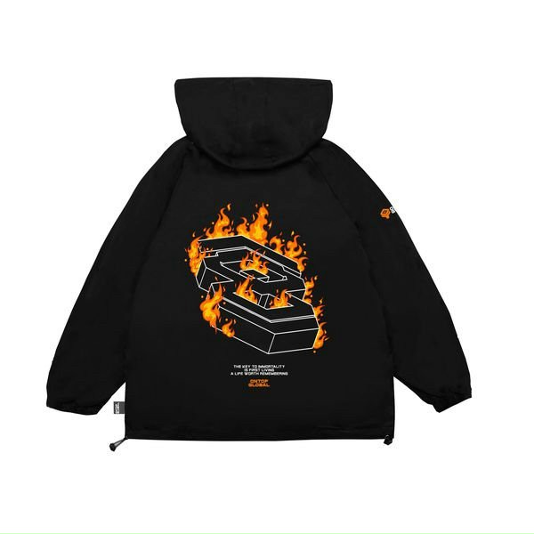 Áo khoác dù unisex Glean Mark 2 local brand ONTOP, áo khoác ONTOP Jacket Logo Fire - Áo khoác Logo Fire .Hàng quảng châu, Áo khoác dù unisex Logo Fire local brand ONTOP, áo khoác streetwear ulzzang hàn quốc có nón cá tính