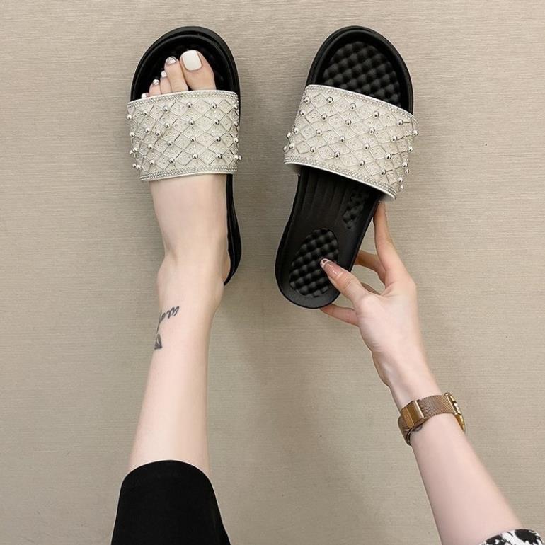 Dép quai ngang nữ DVT phong cách hàn quốc, đế cao su êm chân D15